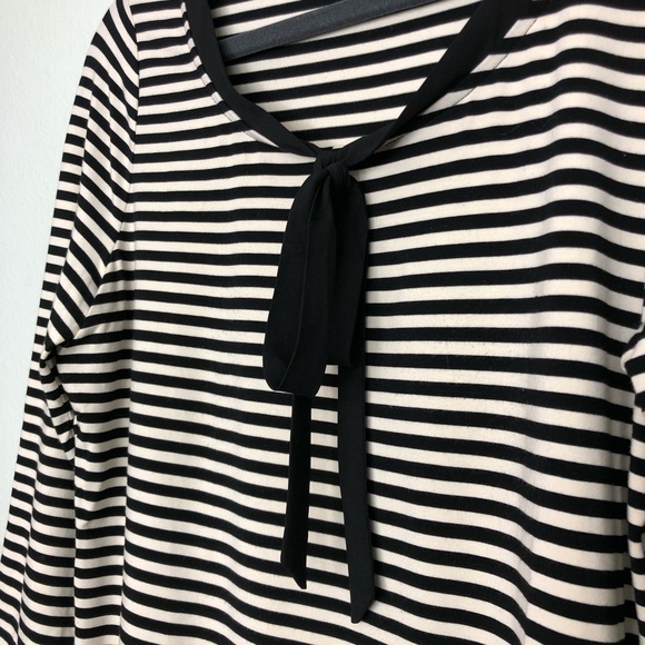 Talbots Tie Neck 3/4 Sleeve Striped Causal Shirt M - Picture 5 of 15